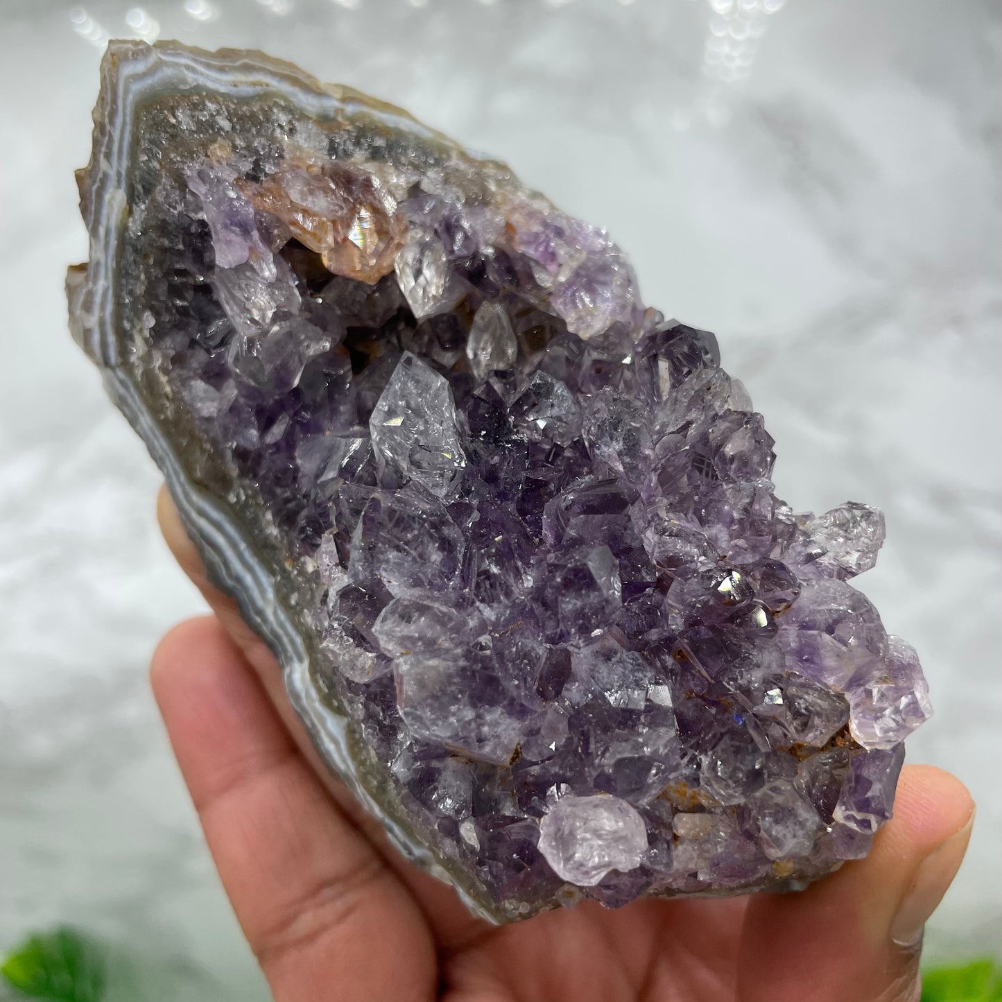 Amethyst Cluster with Hematite Inclusion