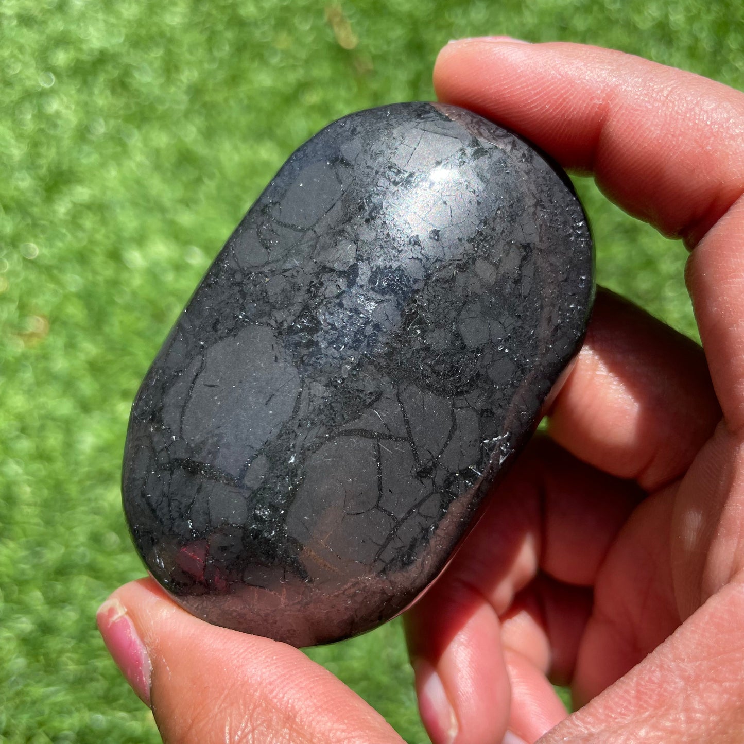 Shungite with Pyrite Palm Stone