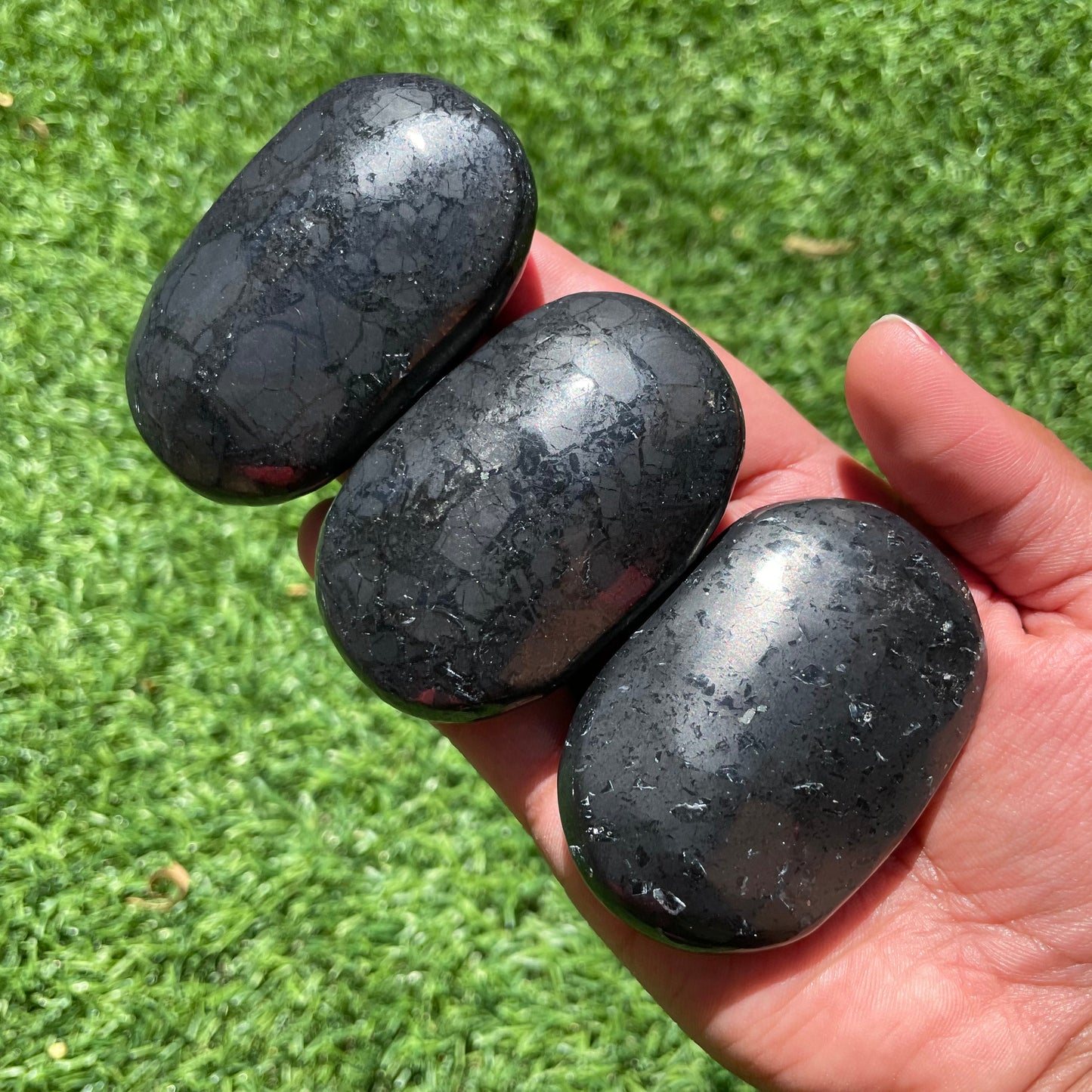 Shungite with Pyrite Palm Stone