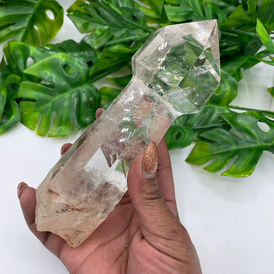 Clear Quartz Pointed Wand with Stand