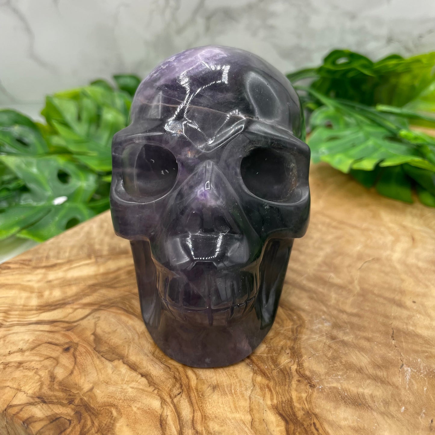Dark Rainbow Fluorite Skull