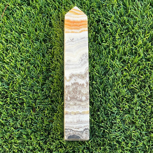 Orange Calcite with Dendrite Tower