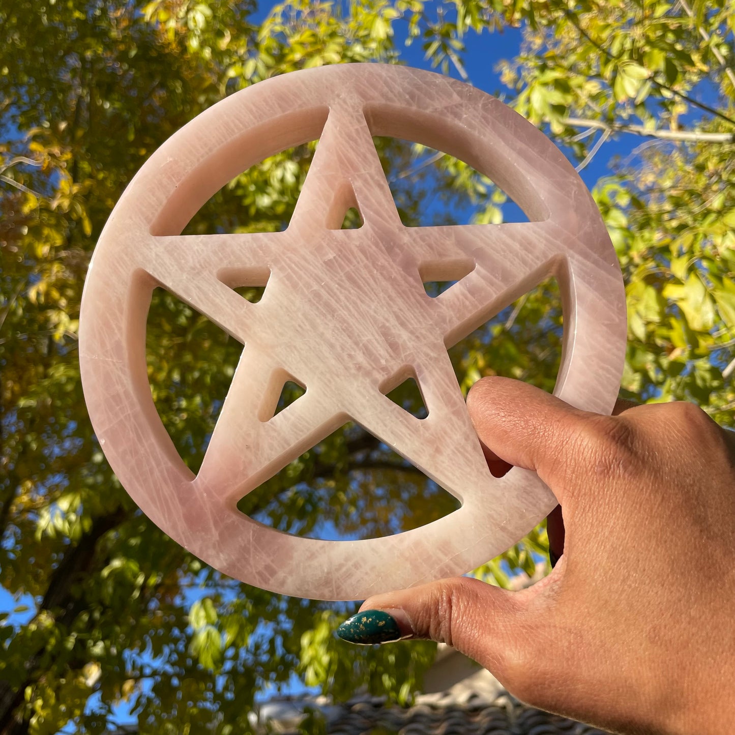 XL Rose Quartz 5 Pointed Star