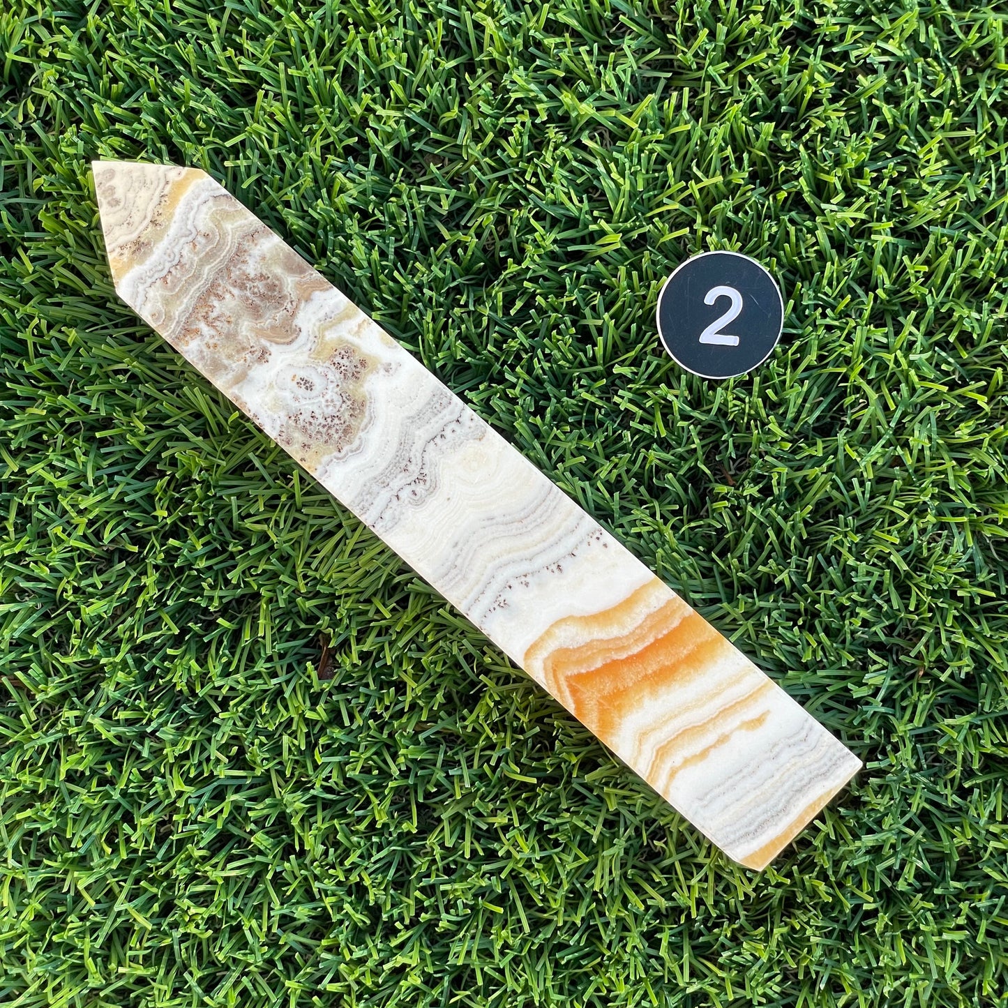 Orange Calcite with Dendrite Tower