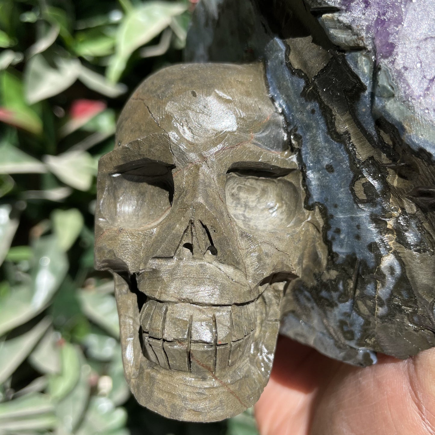 Amethyst Cluster Skull