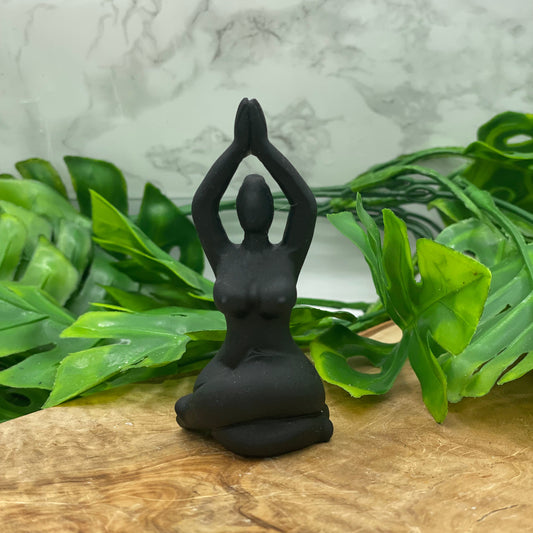 Natural Black Obsidian Yoga Goddess