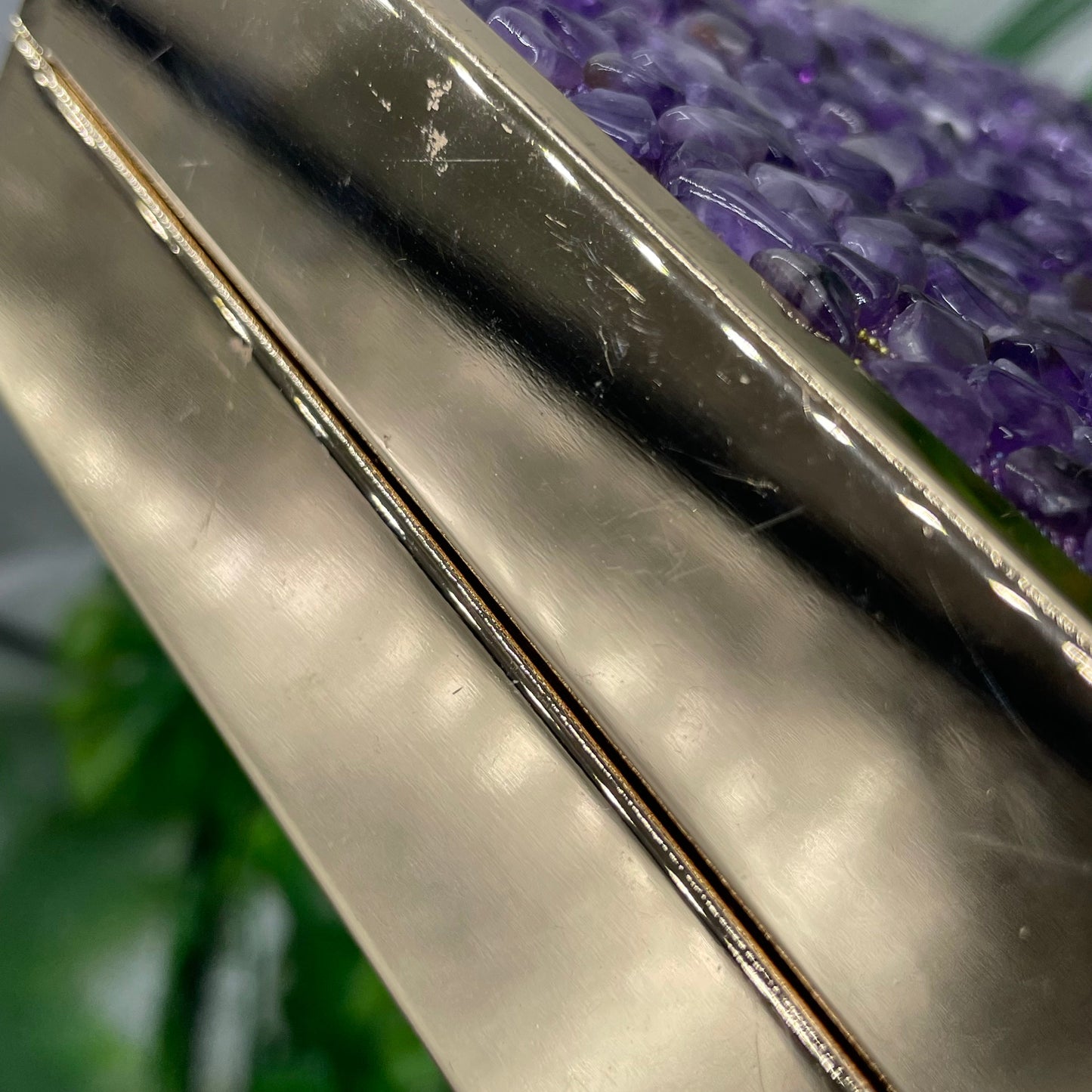 Amethyst Gold Plated Clutch with Gold Strap