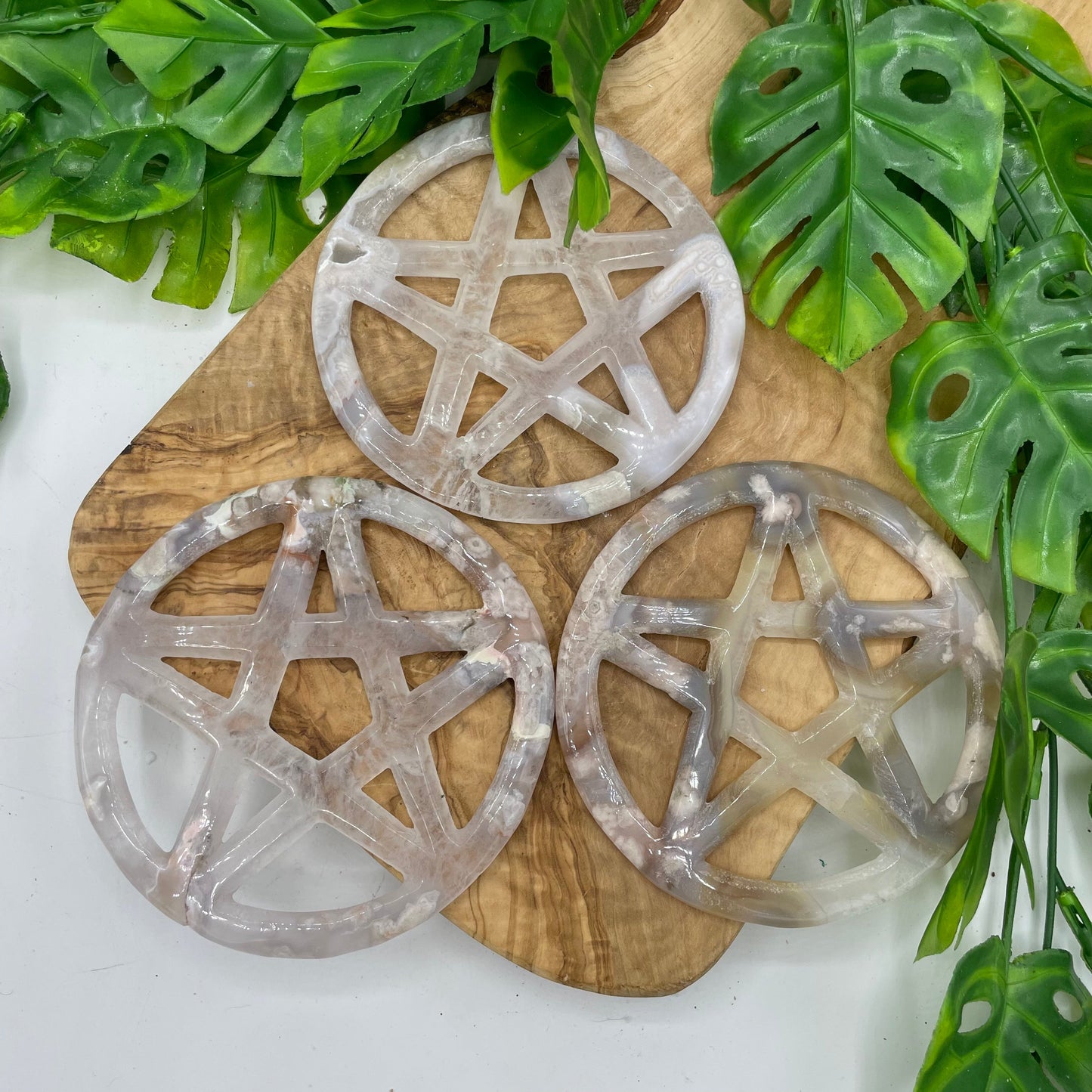 Flower Agate Five Pointed Star