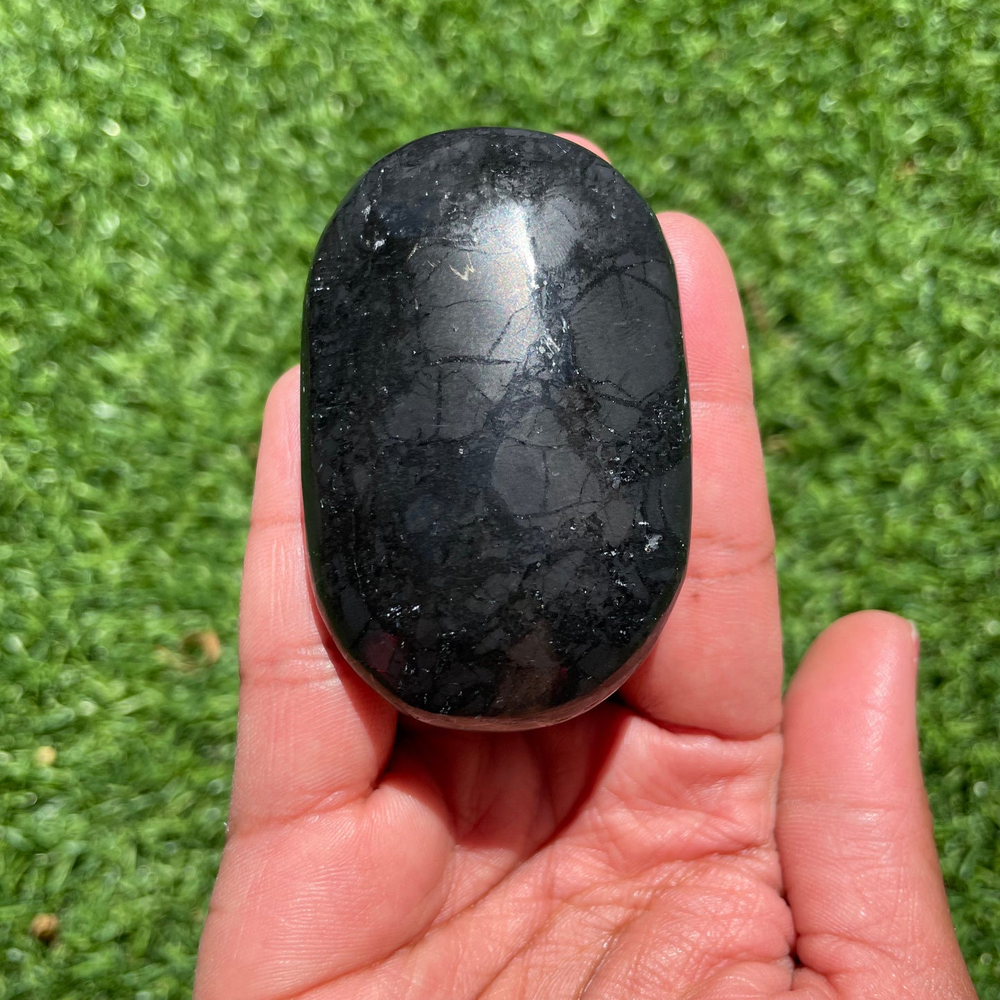 Shungite with Pyrite Palm Stone