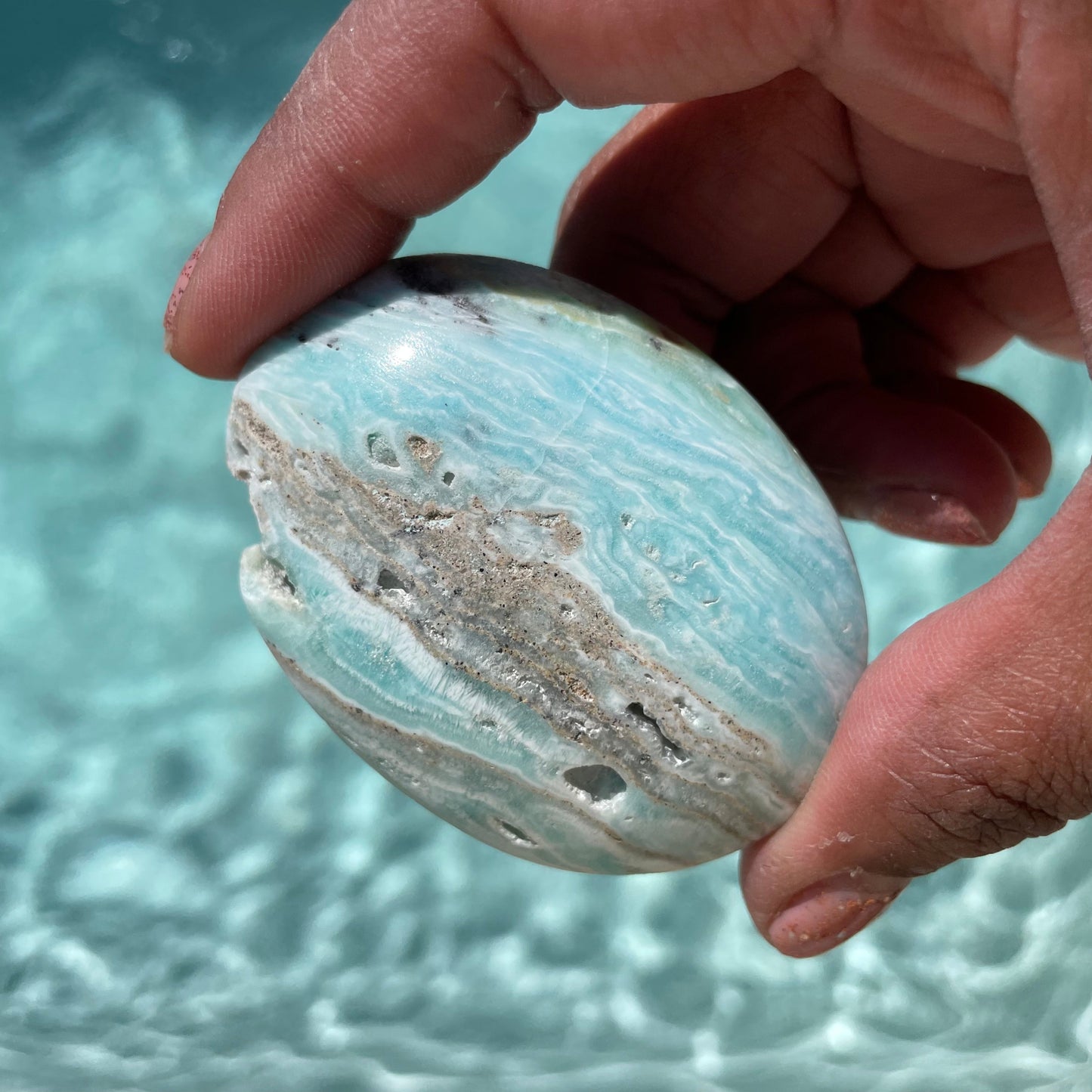 Blue Aragonite Palm Stone