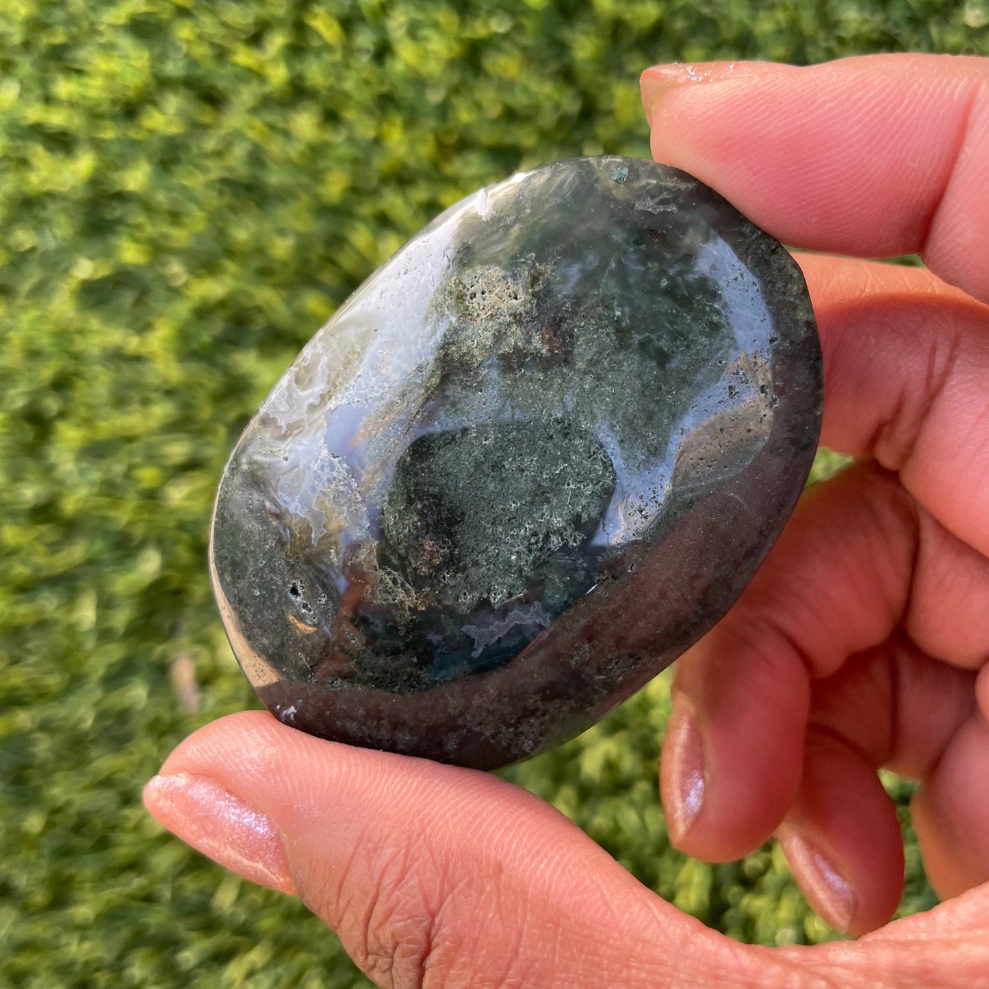 Moss Agate Palm Stone