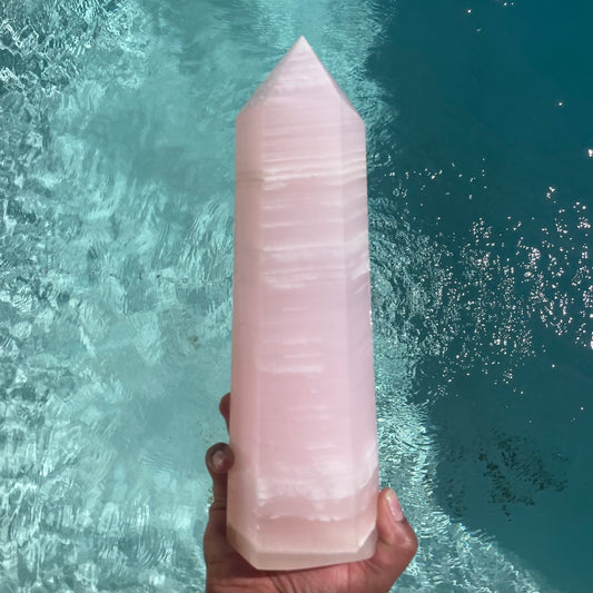 Large Pink Mangano Calcite Tower