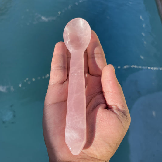 Crystal Spoon - Rose and Clear Quartz