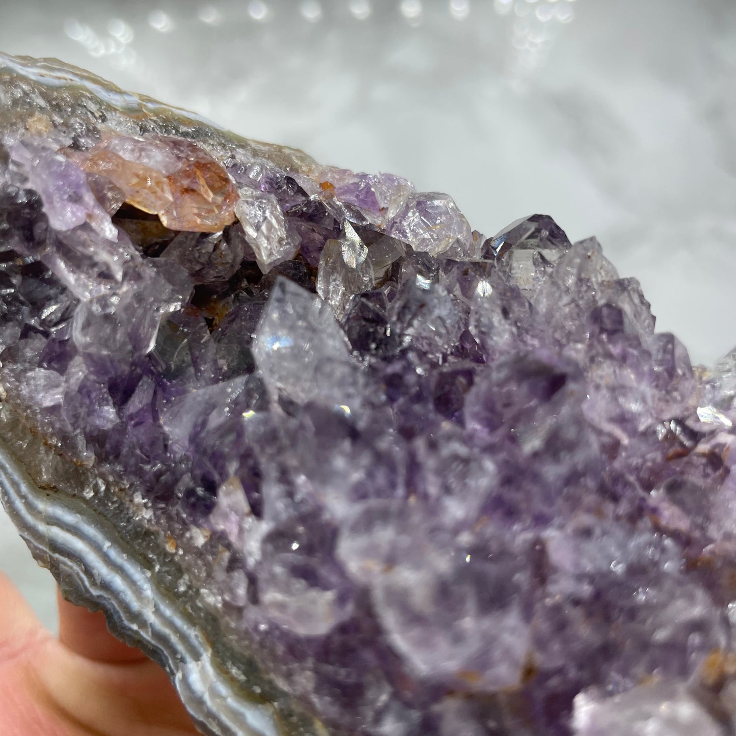 Amethyst Cluster with Hematite Inclusion