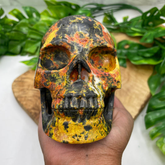 Orpiment Realgar and Hematite Skull