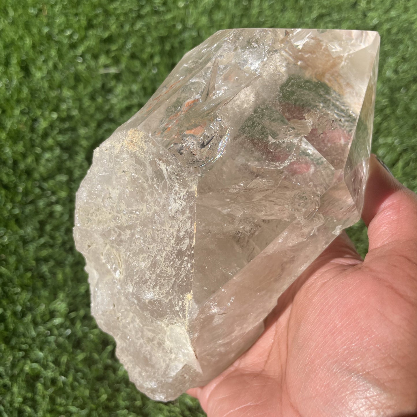 Clear Quartz Semi-Polished Point with Stand