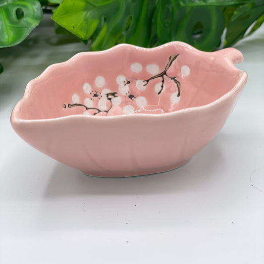 Pink Ceramic Japanese Leaf Bowl