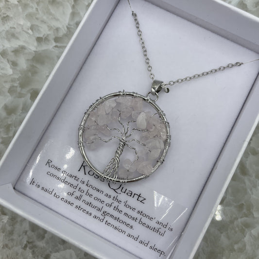 Tree of Life Crystal Chip Necklace