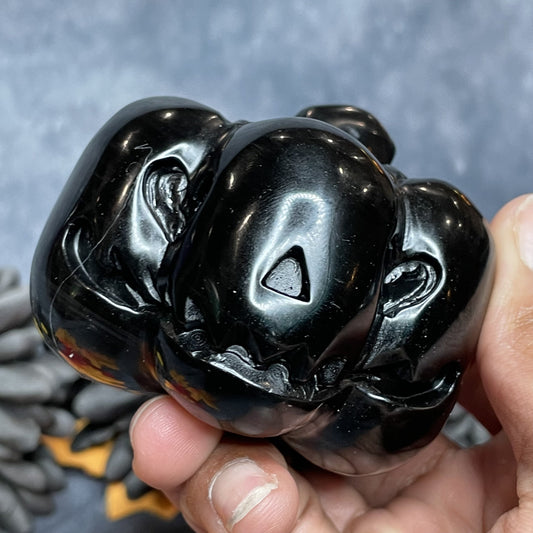 Black Obsidian Smiling Pumpkin