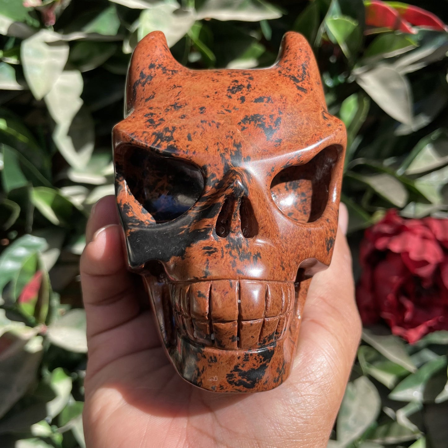 Mahogany Obsidian Demon Skull