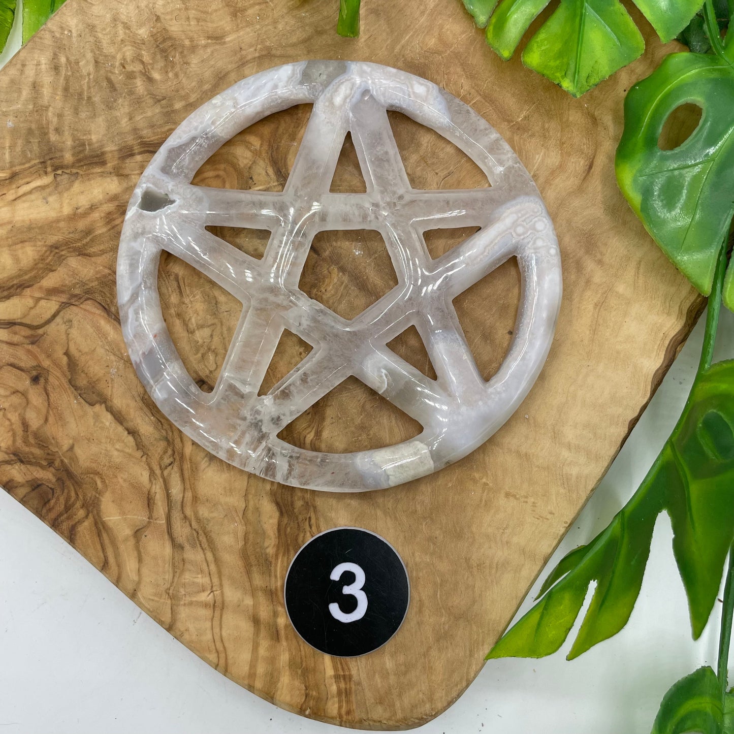 Flower Agate Five Pointed Star
