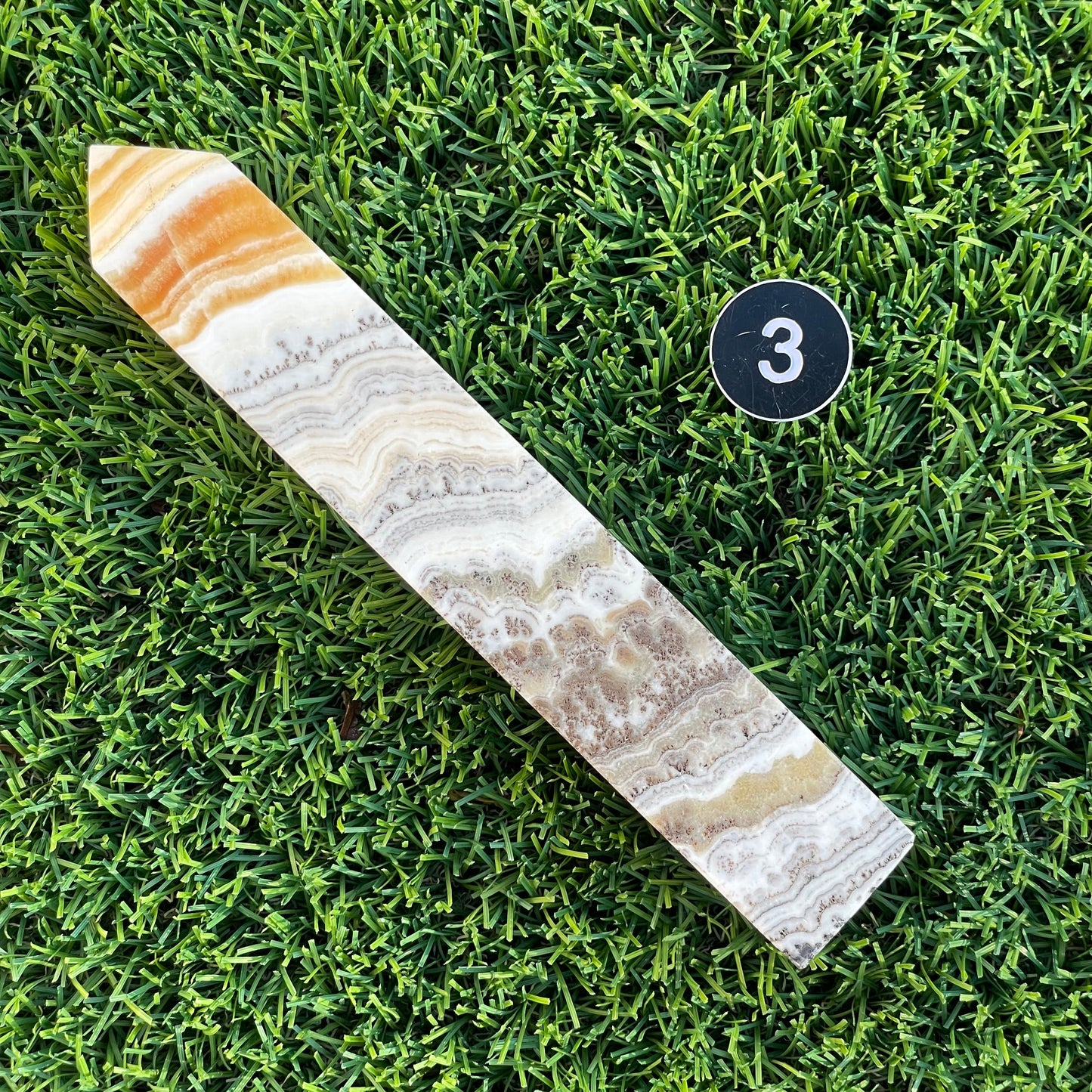 Orange Calcite with Dendrite Tower