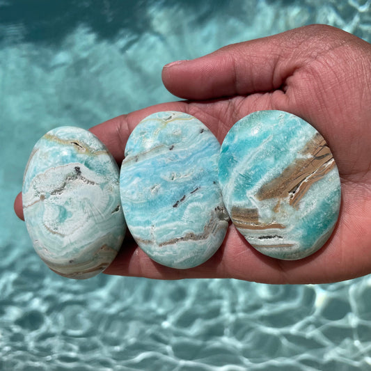 Blue Aragonite Palm Stone