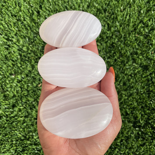 Light Pink Calcite Palm Stone