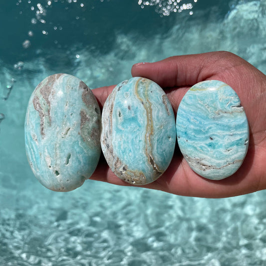 Blue Aragonite Palm Stone