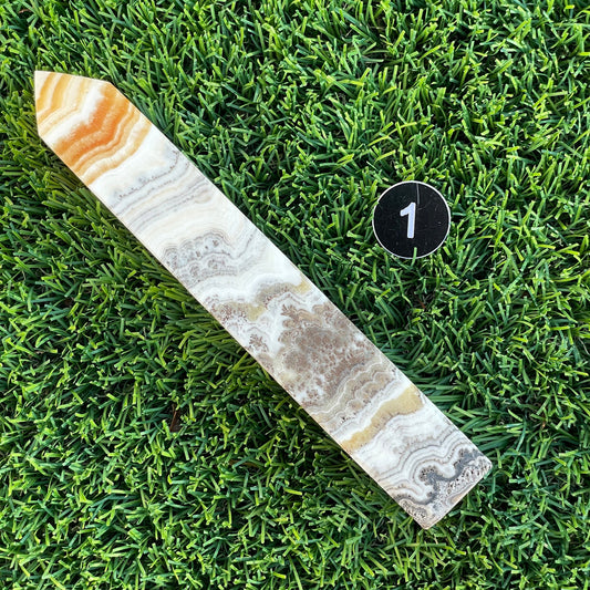 Orange Calcite with Dendrite Tower