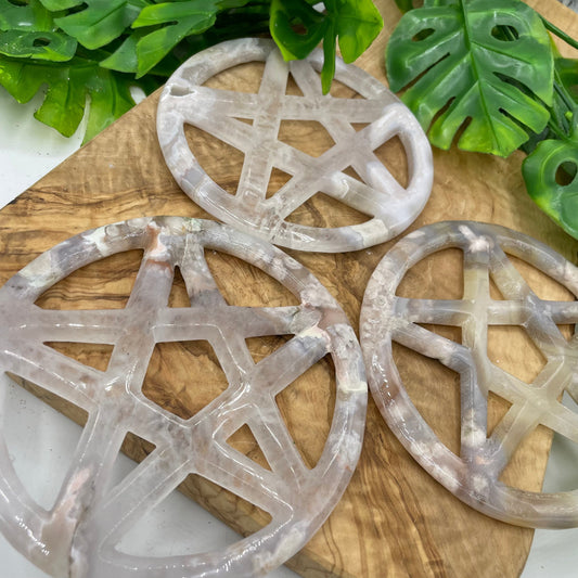Flower Agate Five Pointed Star