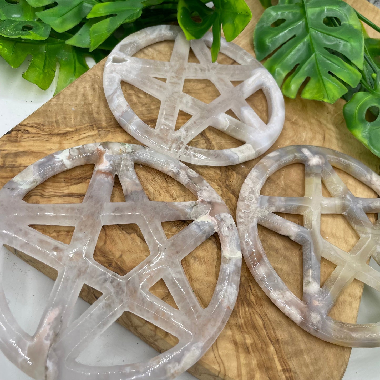 Flower Agate Five Pointed Star