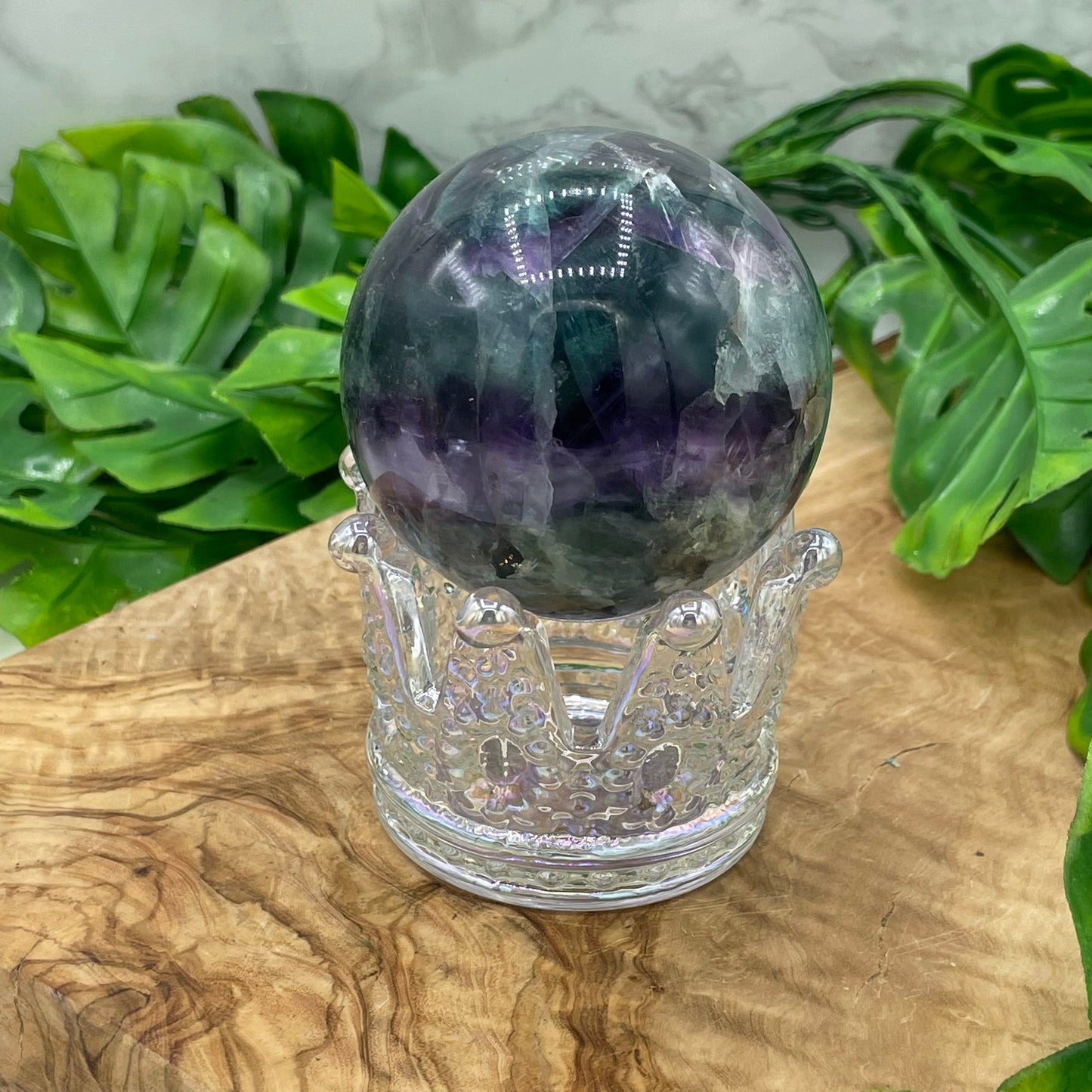 Aura Glass Crown Sphere Holder